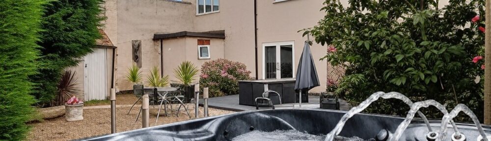 Hot tub relaxation on a sunny day
