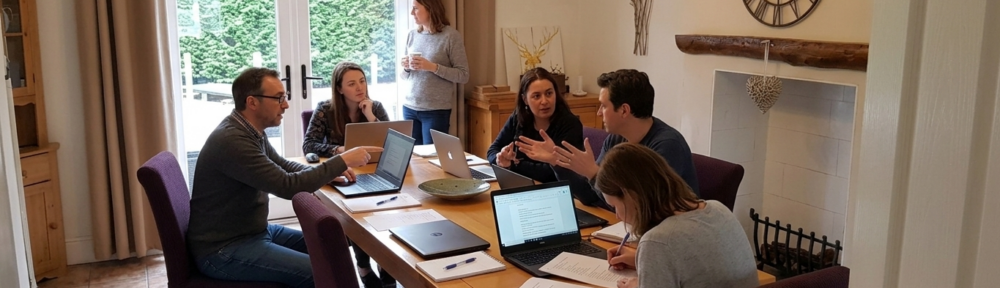 Scriptwriter, authors and production teams working on a new project at The Eat Wing at Rufford Park Lodge